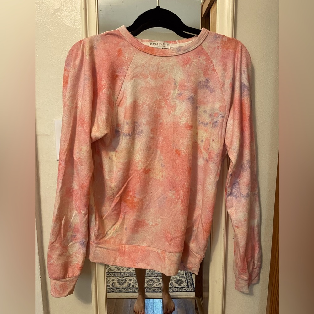 Pink tie dyed sweater, PJ Salvage XS
